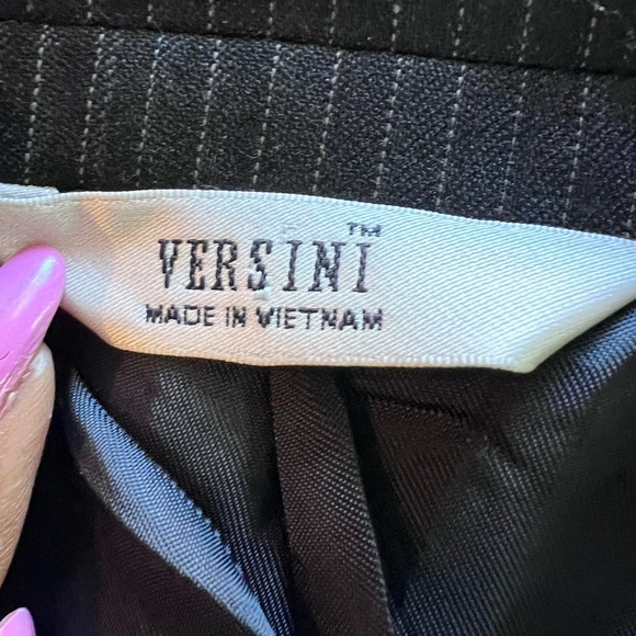 Men’s Versini 100% Wool Pinstripe Blazer Black Color Jacket Sports Coat 43 R - Picture 2 of 10